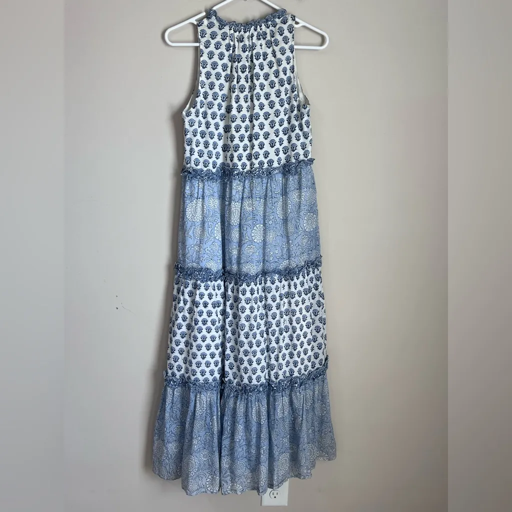 Tuckernuck Cleobella Organic Cotton Maxi Dress Hydrangea Boho India Print Small - Image 6