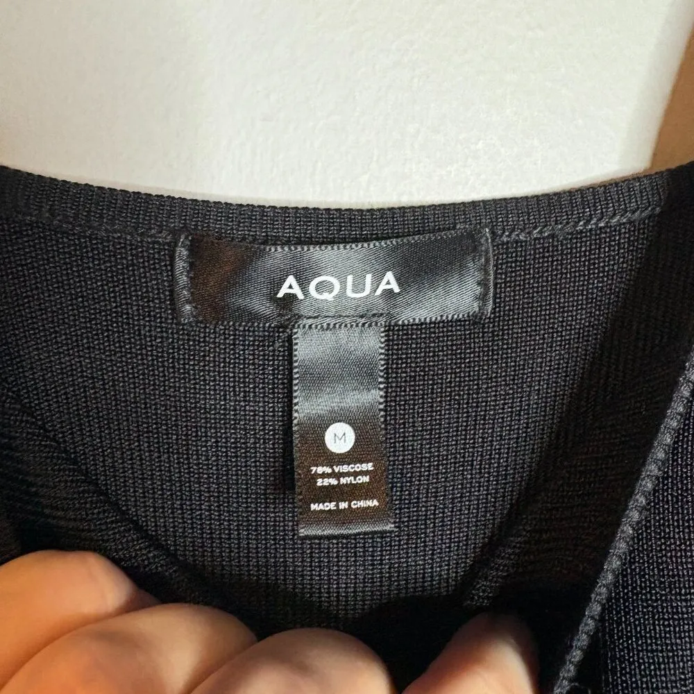 AQUA Long Puff Sleeve Bodycon Mini Cocktail Dress Black - Image 4