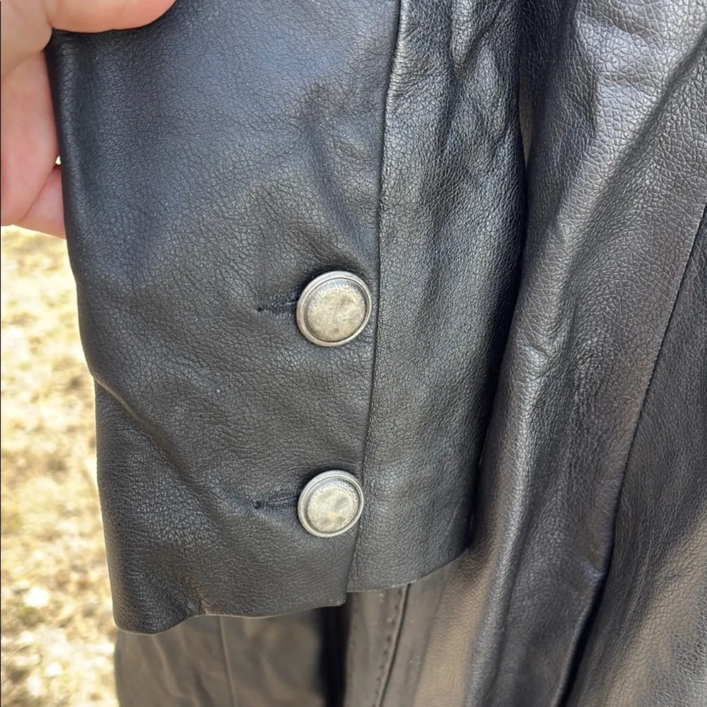 Vakko Black Leather Trench Coat Full - Image 9