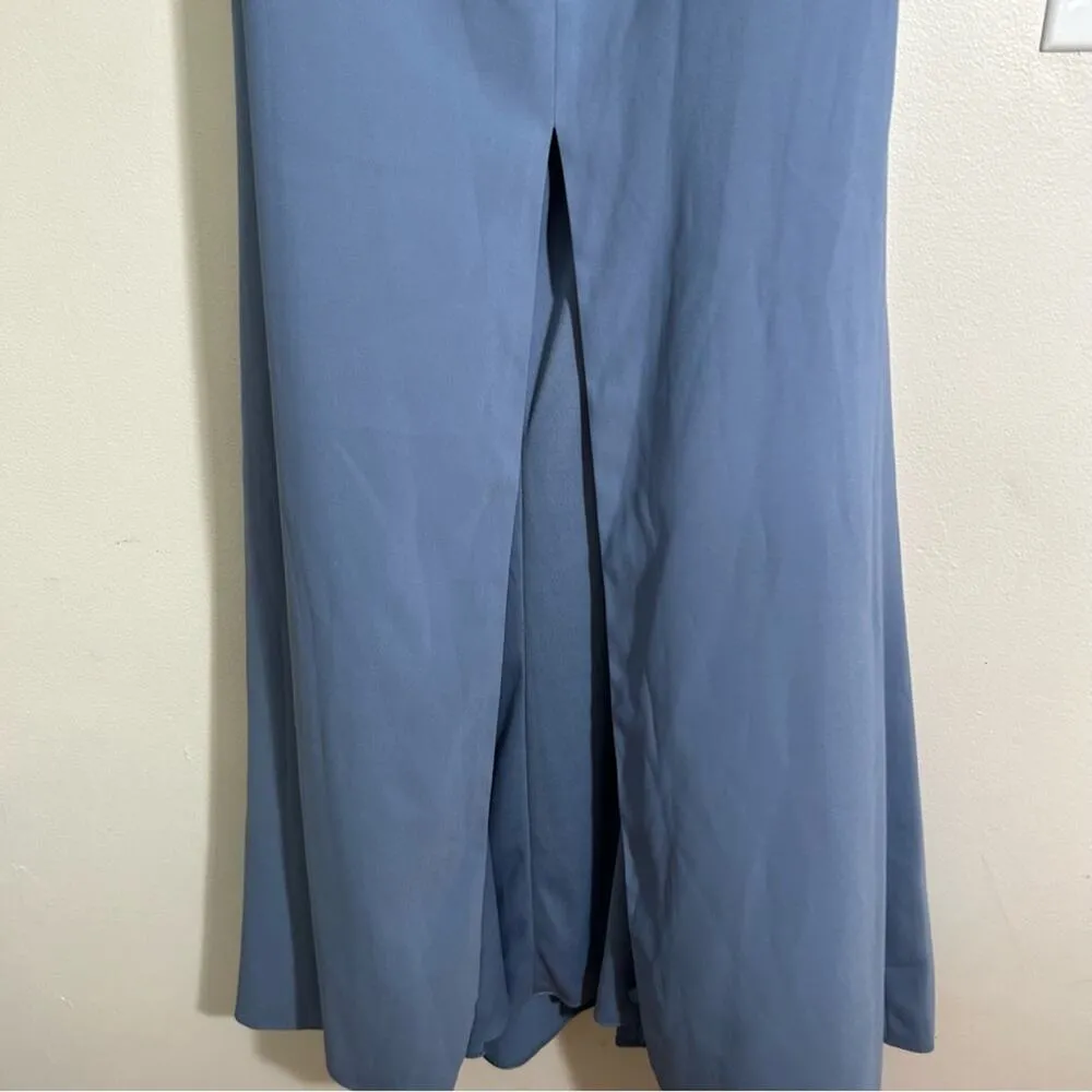 NWT Dessy Collection Notched Off the Shoulder Crepe Floor Length Gown Lark 8 - Image 11