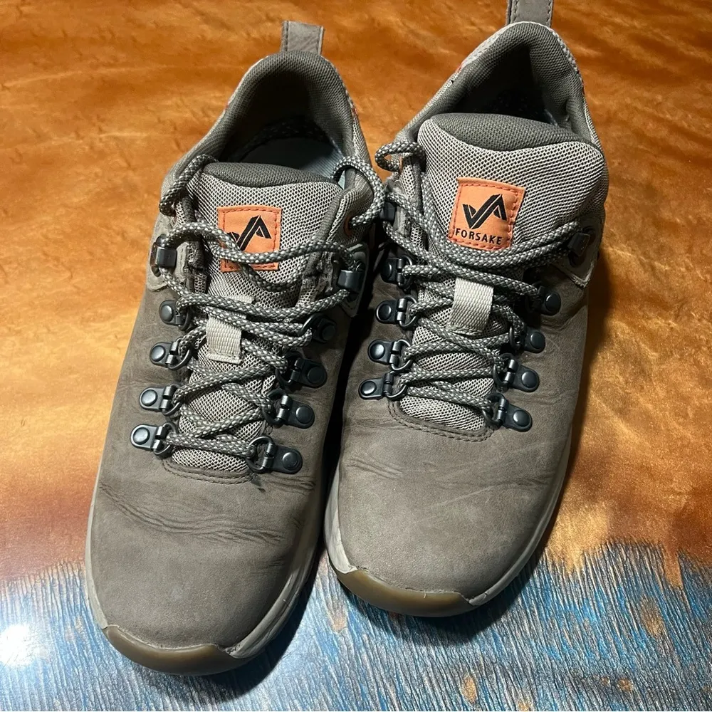 Forsake Thatcher waterproof leather lowtop hiking shoes size 7 lace up stone - Image 12