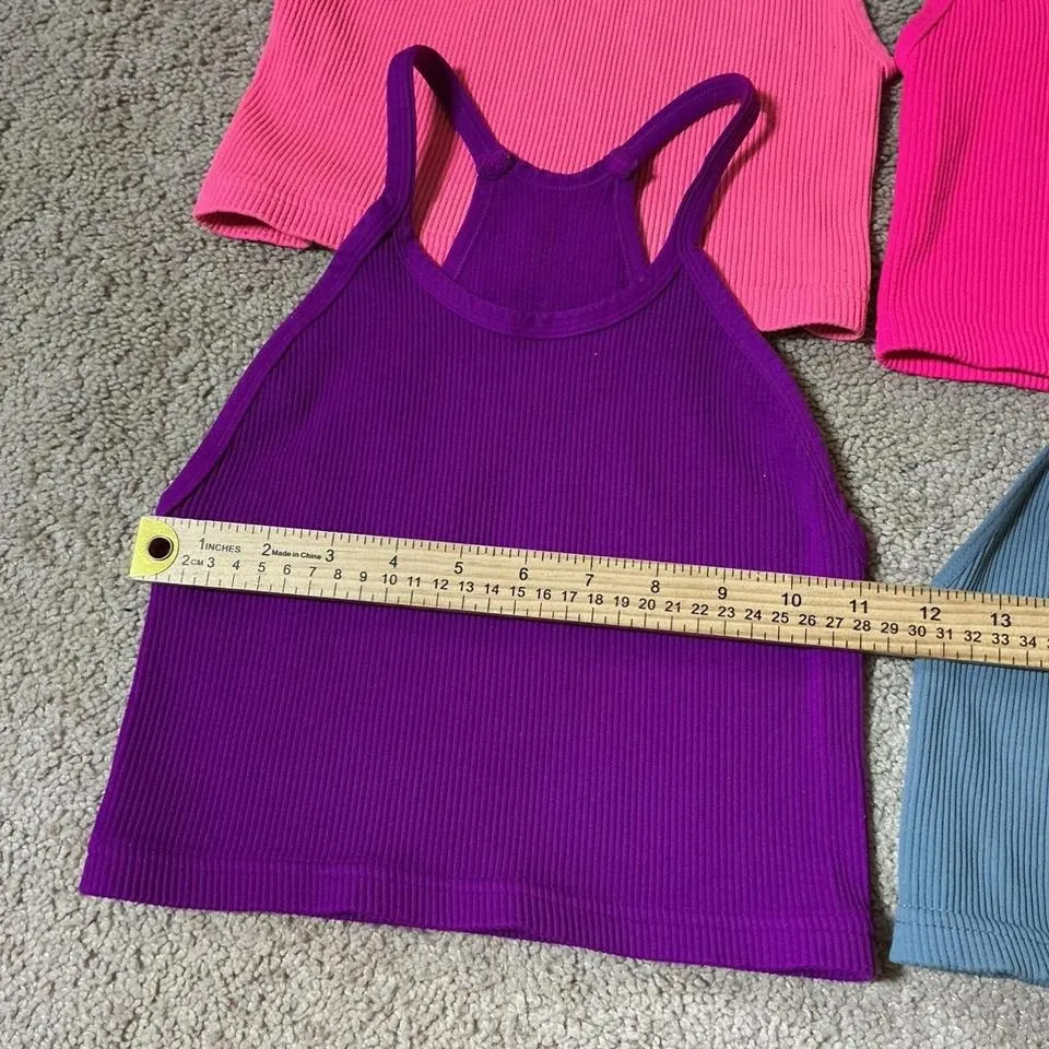 Free People Ribbed Crop Tank Top Set 4 Racerback Bundle XS/S Yoga - Image 4