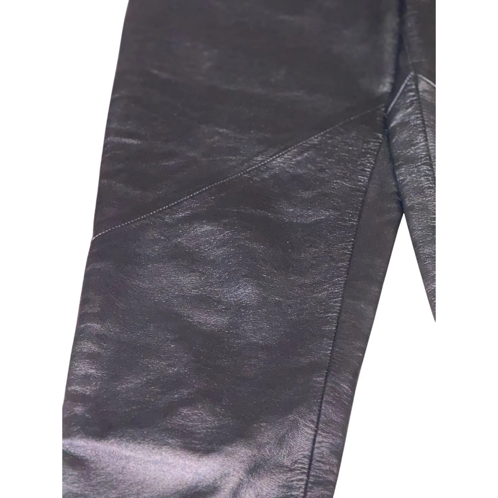 Creazioni Pelle Italy 100% Leather Pants Black IT40 US4 - Image 3