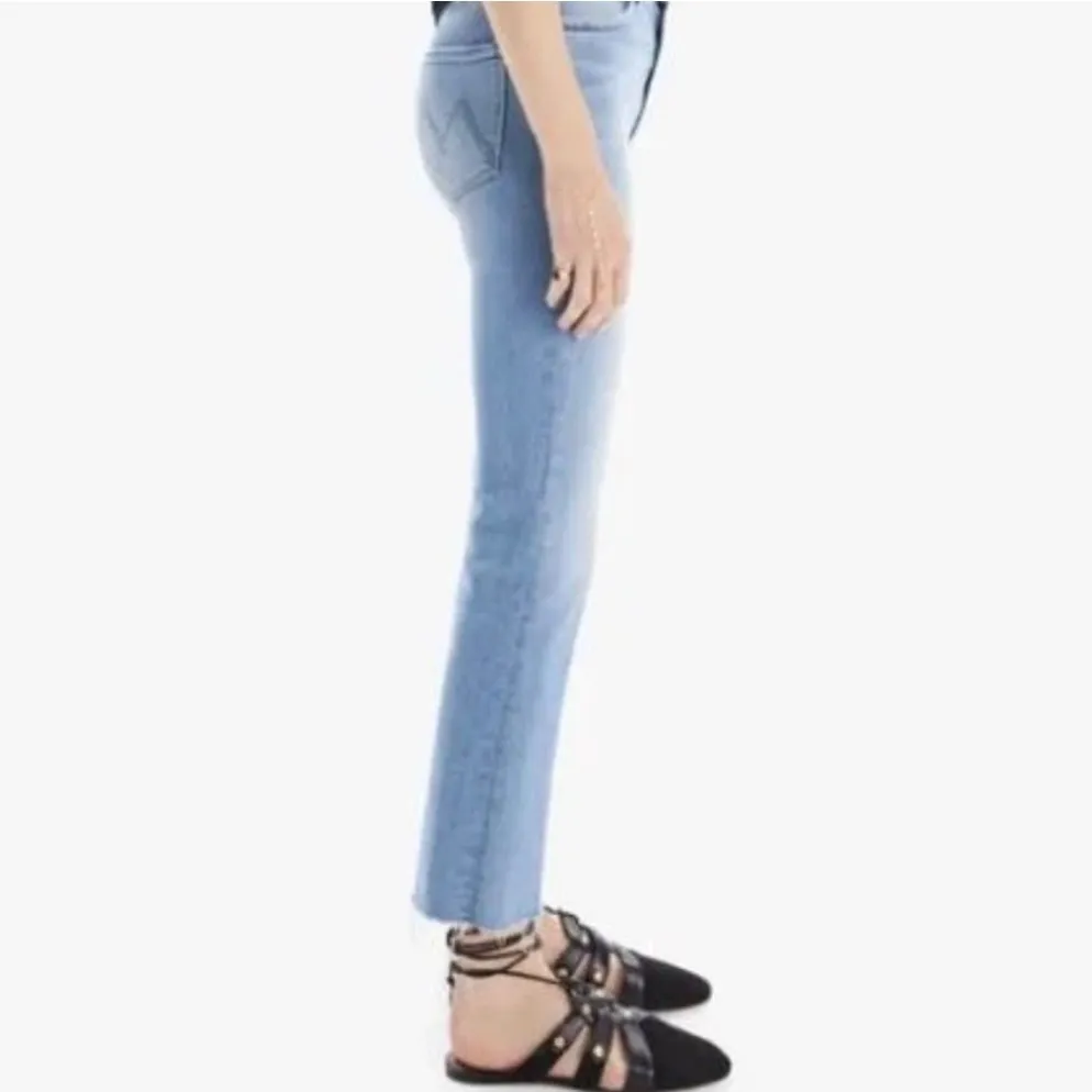 MOTHER The Hustler Ankle Fray Jeans Au Revoir Size 27 Light Wash Denim Cropped Blue - Image 3