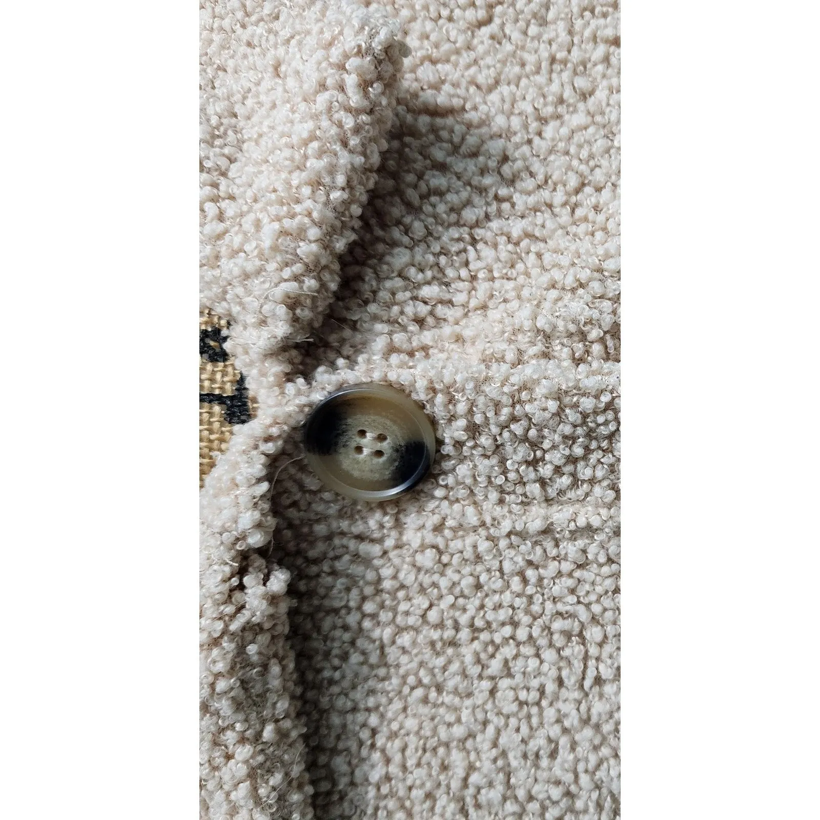 Teddy Button Down‎ Jacket Oversized Cozy Warm Comfy Coatigan Tan Size XL - Image 3