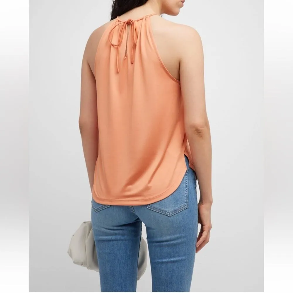 Veronica Beard NWT Kusumi Orange Keyhole Cutout Halter Neck Top Size Medium - Image 2
