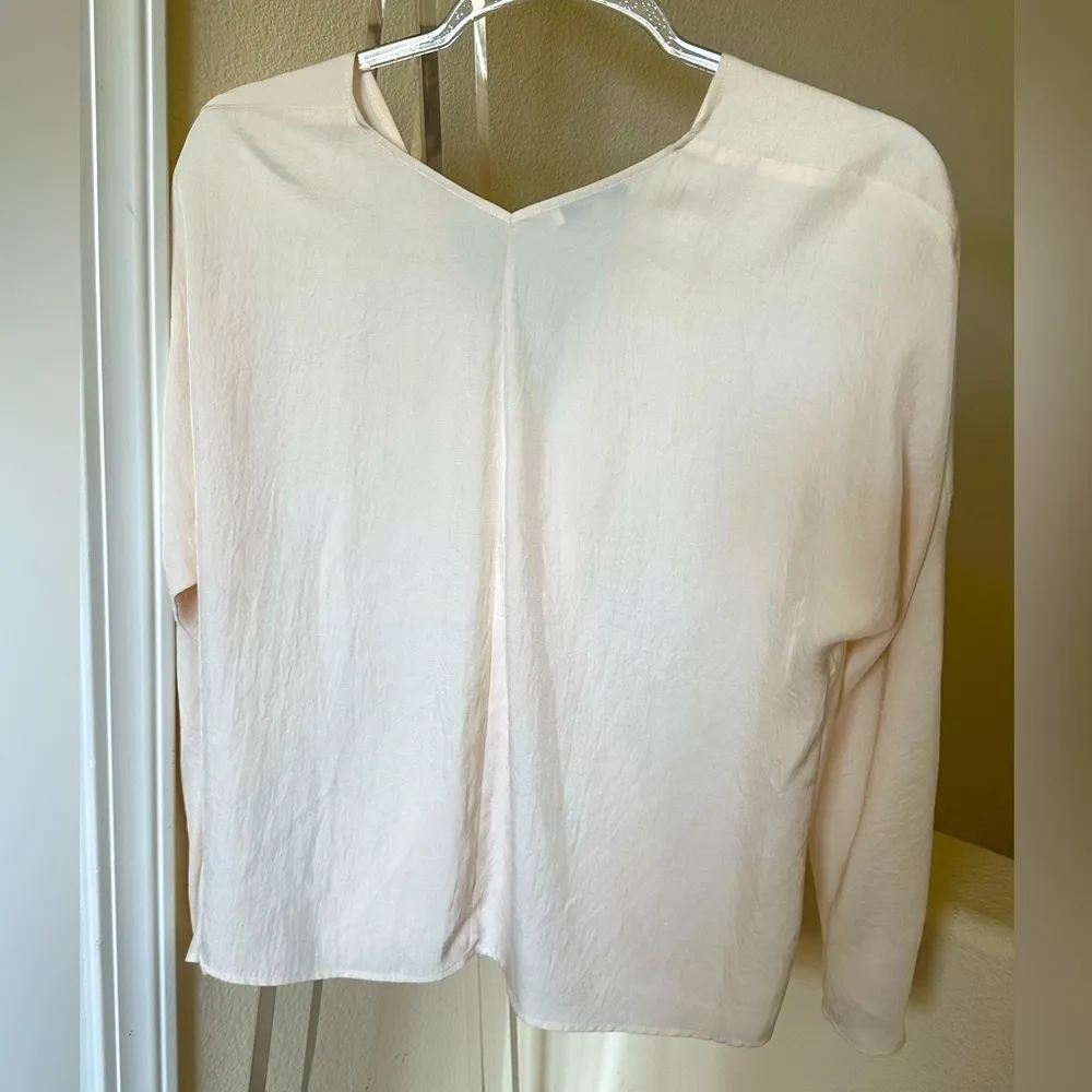 VINCE Crossover Blouse in Oat Blush - Image 6