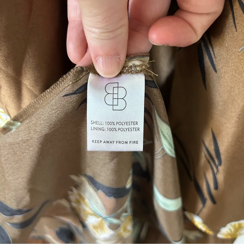 Baltic Born Brown Steffi Tulip Wrap Satin Dress Mocha Floral NWT Large - Image 6