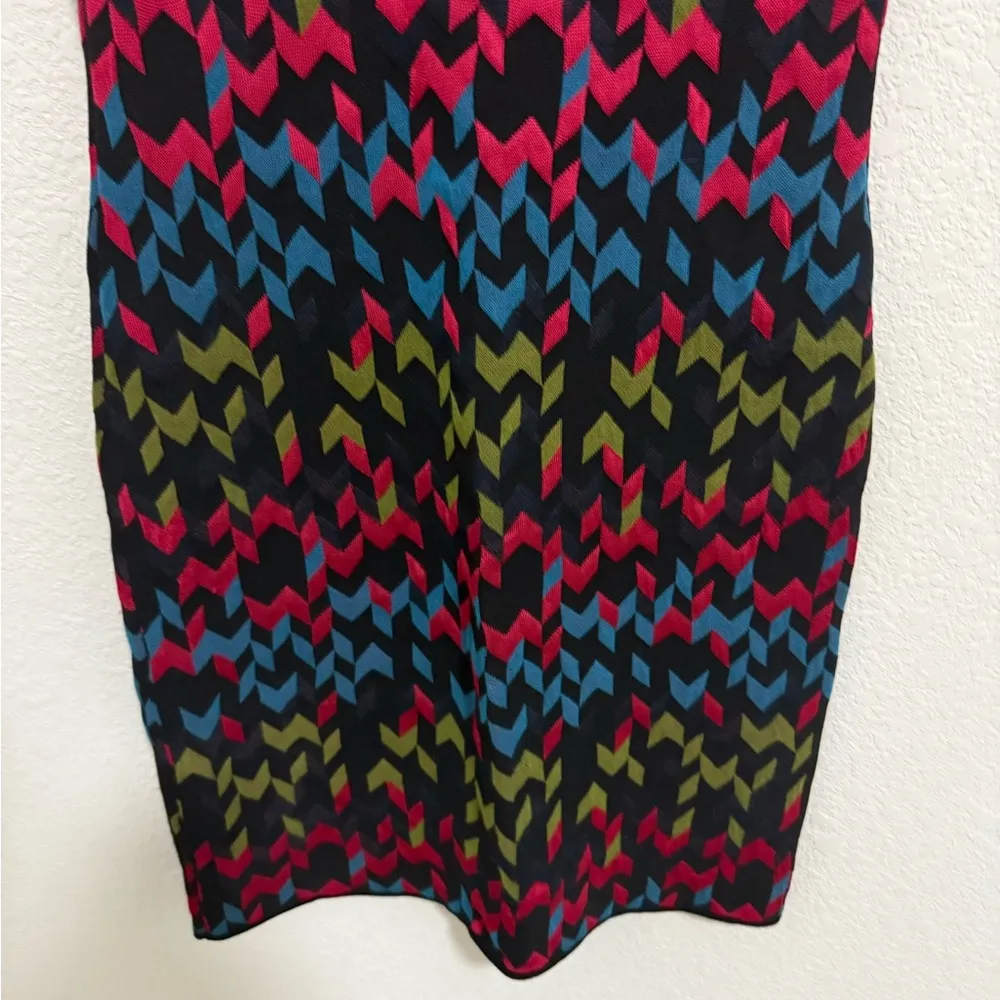M Missoni Knit Zigzag Bodycon Dress Short Sleeve Size Small Black Multicolor - Image 7