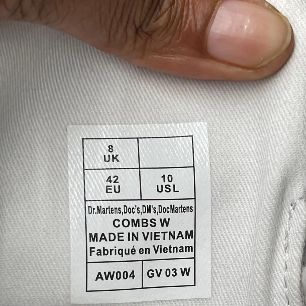 DR. MARTENS | White Canvas Combat Boots Sz 10 - Image 7