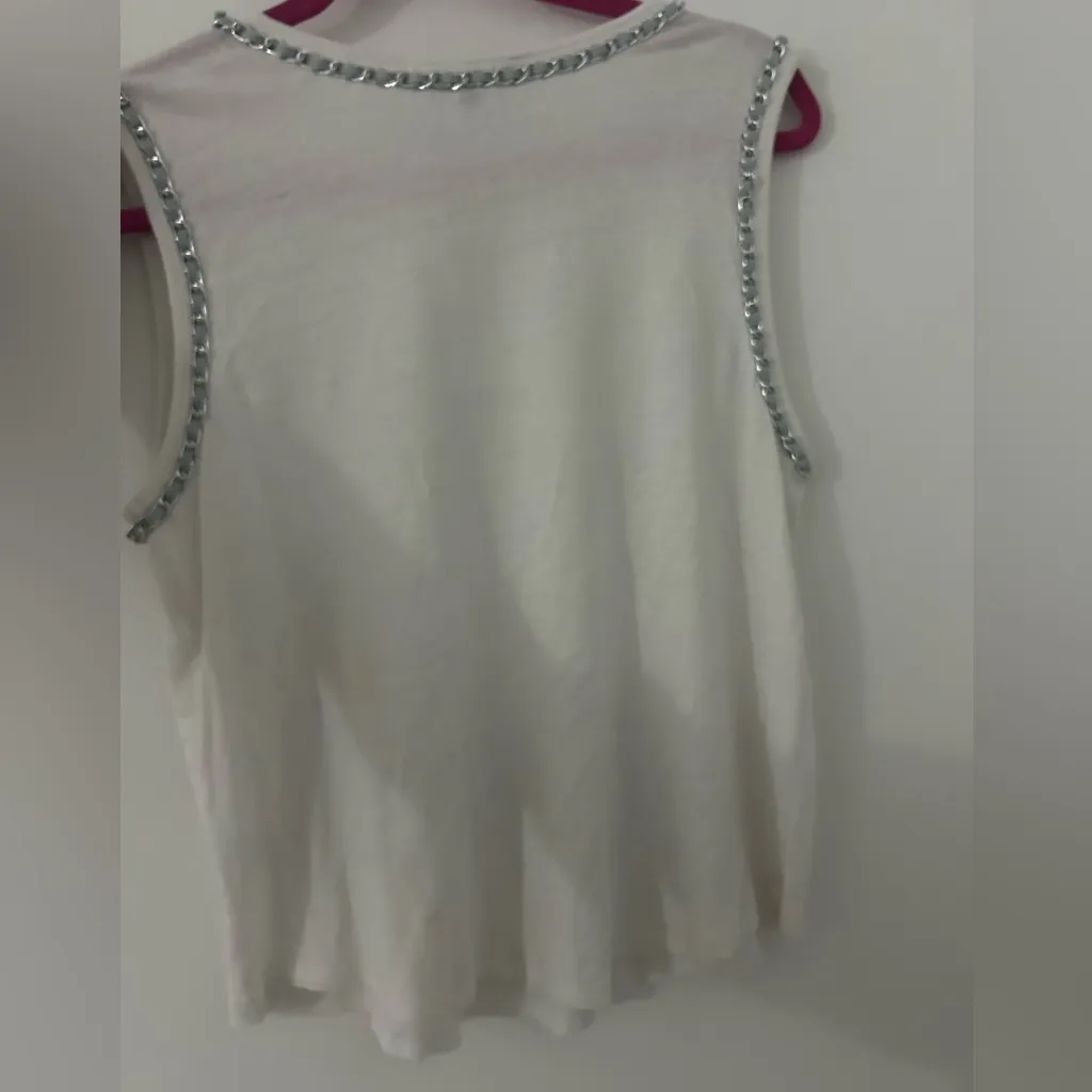 Generation Love White Tank Top with Silver Trim - Image 2