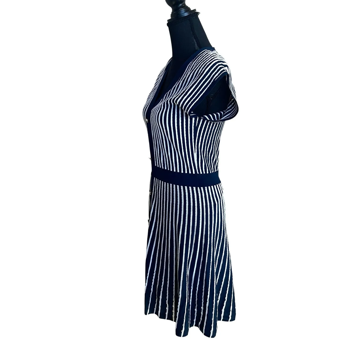 Christy Lynn Blue White Stripe Knit Dress LARGE Preppy Work Career Designer $475 - Image 8