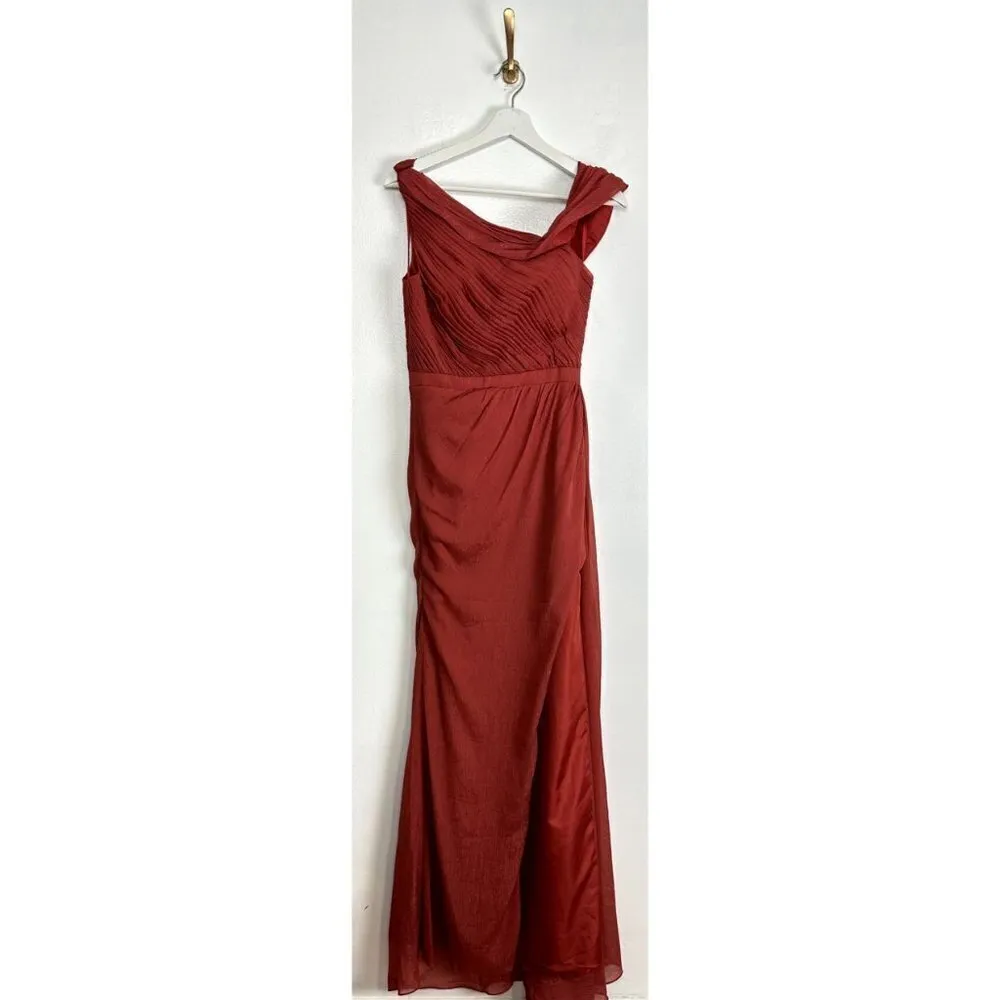 MAC DUGGAL Draped One Shoulder Chiffon Gown in Crimson Red Size US 4 - Image 2