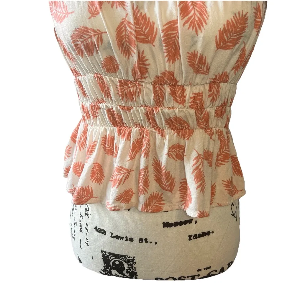 Lazy Sundays Anthropologie Feathers ‎ Pink Cream Adjustable Straps Smock Top S - Image 3