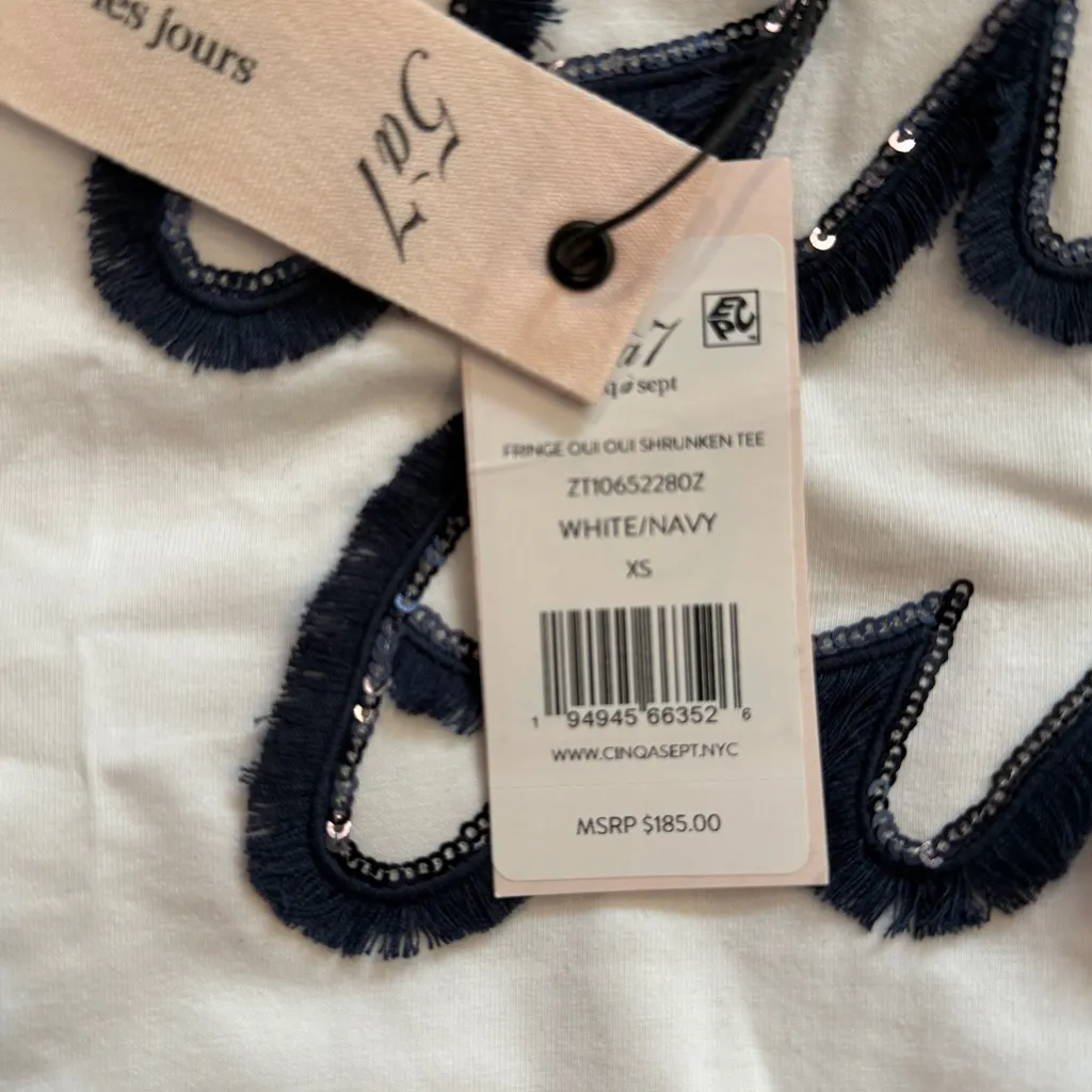 NWT Cinq a Sept Fringe Oui Oui Shrunken T - Image 4