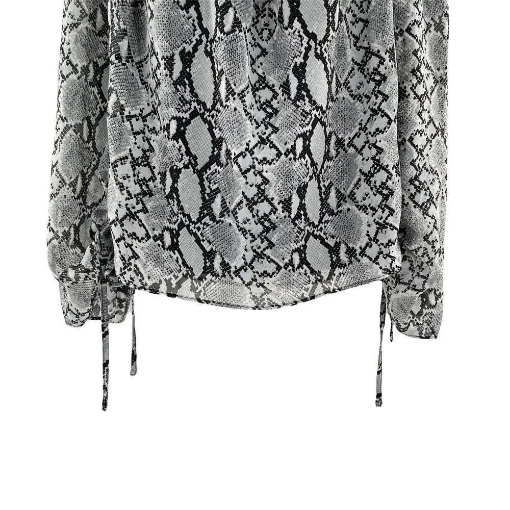 Miss Me Sweet Love Off Shoulder Long Sleeve Snake Skin Print Lace Top Small - Image 87