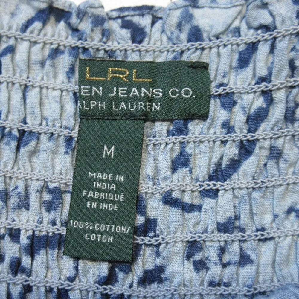 NWT Ralph Lauren Jeans Co Midi in Blue Floral Batik Smocked Tank Dress M - Image 5