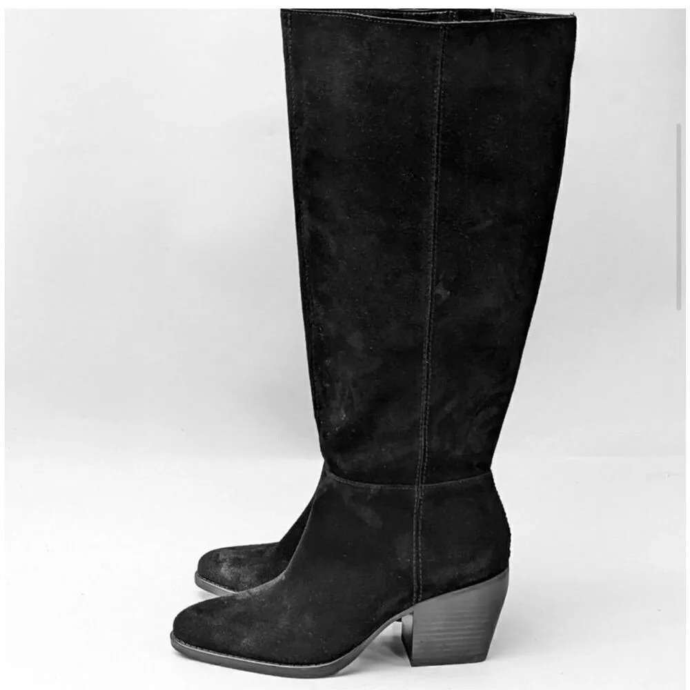 Naturalizer Fae Women Size 5 Suede Black High Knee Heeled Boots - Image 11