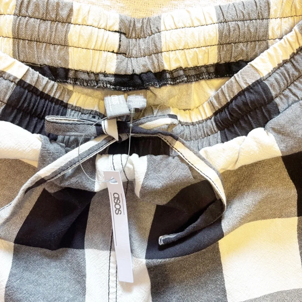 asos High Waist‎ Wide Leg Cropped Plaid Pant size 8 NWT - Image 3