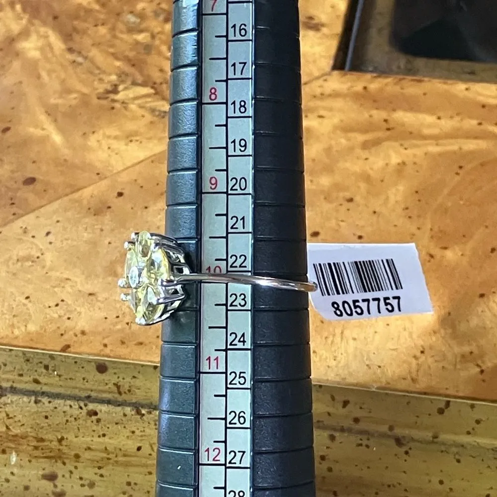 Natural Heliodor Moissanite Sterling Silver Flower Ring Size 10 Yellow - Image 8