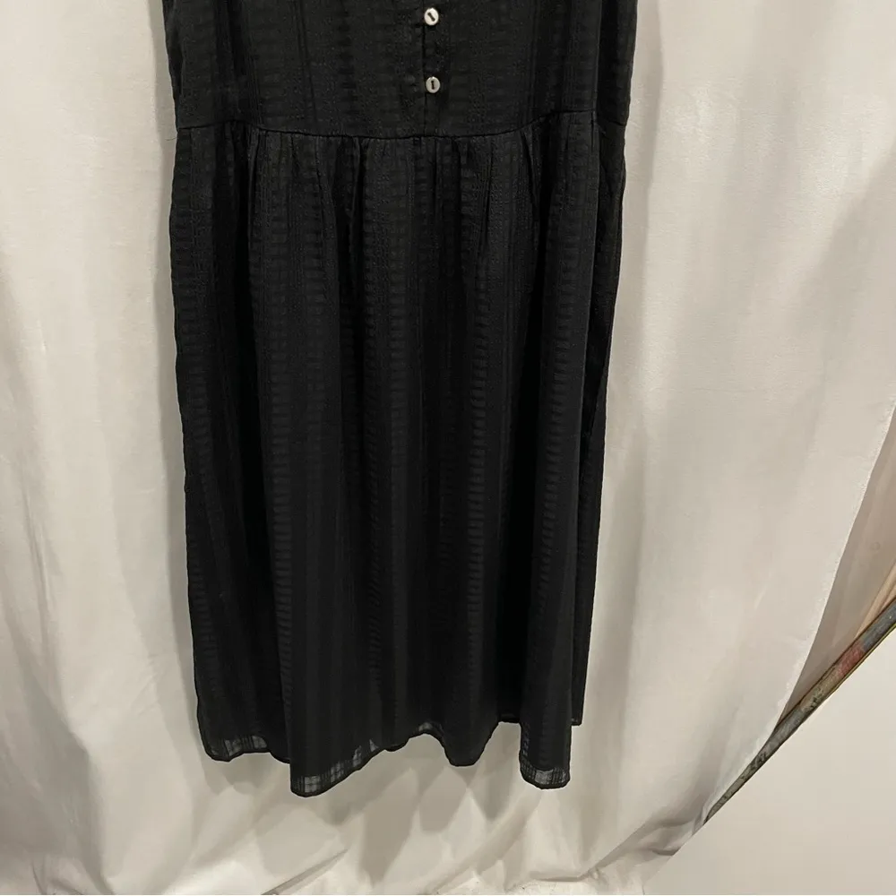 Loft boho whimsigoth black breezy strappy midi sundress flowy textured stripe - Image 5