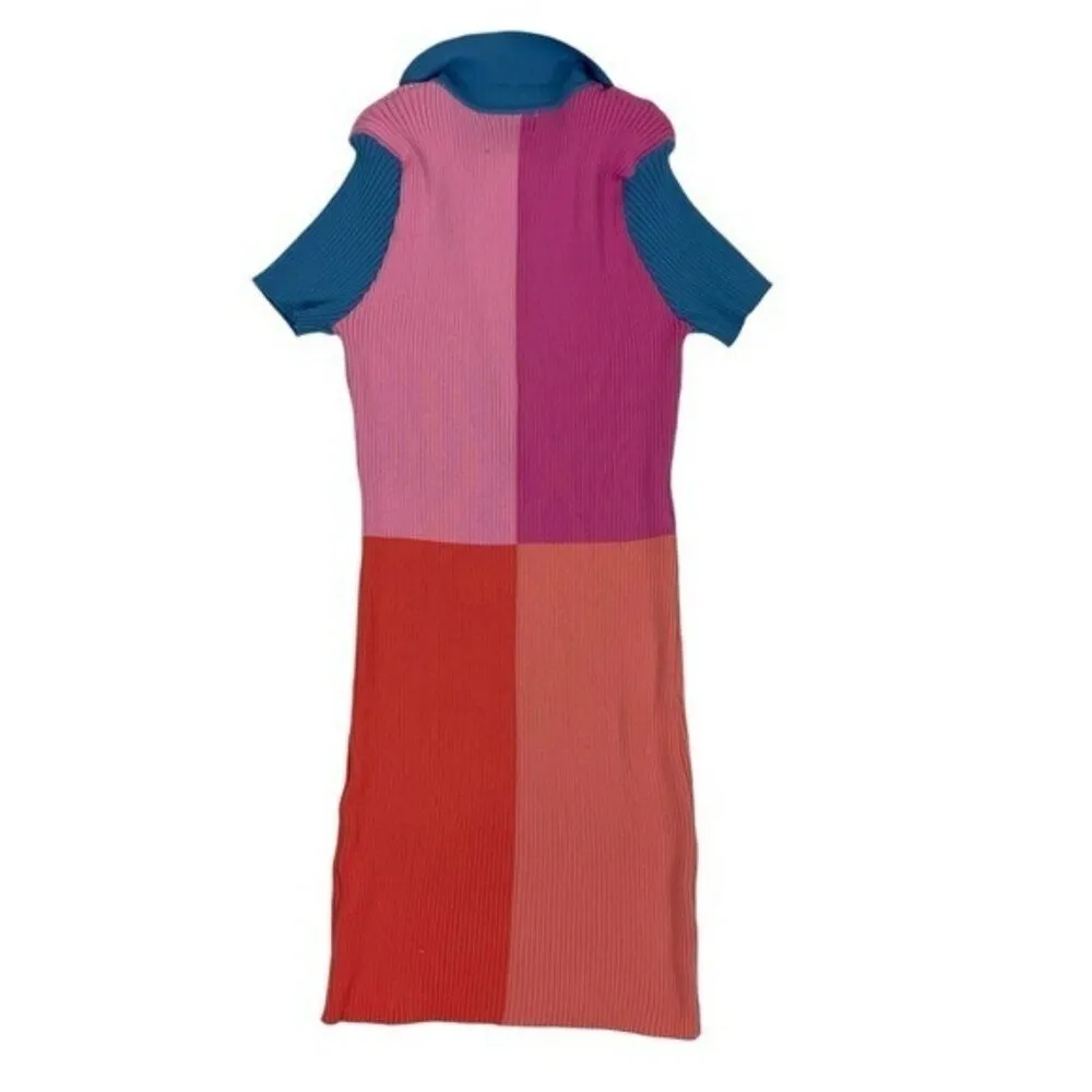 Dee Elly women’s dress large colorblock knit short sleeve bodycon - Image 4