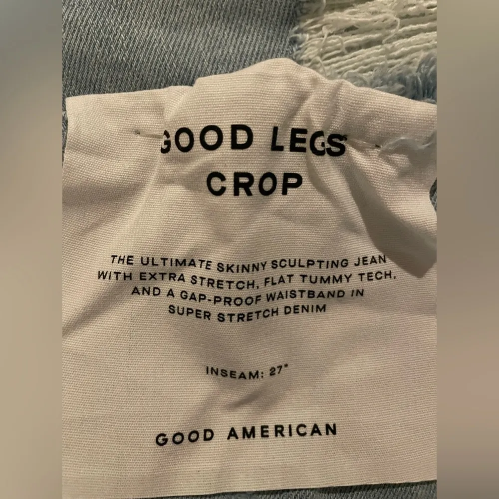 NWT Good American Good Legs Crop Skinny Distressed Raw Hem Light Blue Size 6 - Image 6