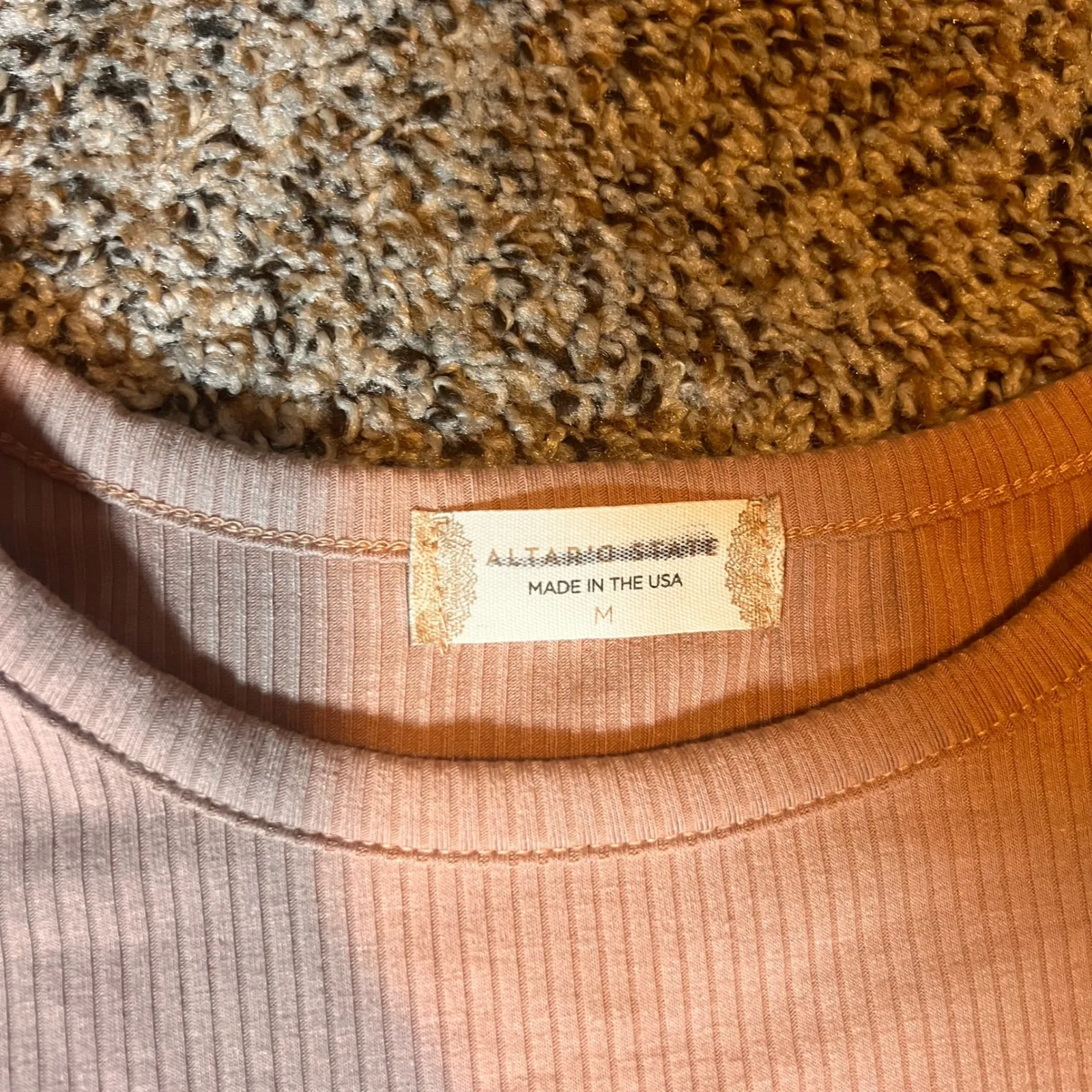 Altard State Ribbed‎ T Shirt Womens Medium Peach Short Sleeve Lettuce Edge Top - Image 2