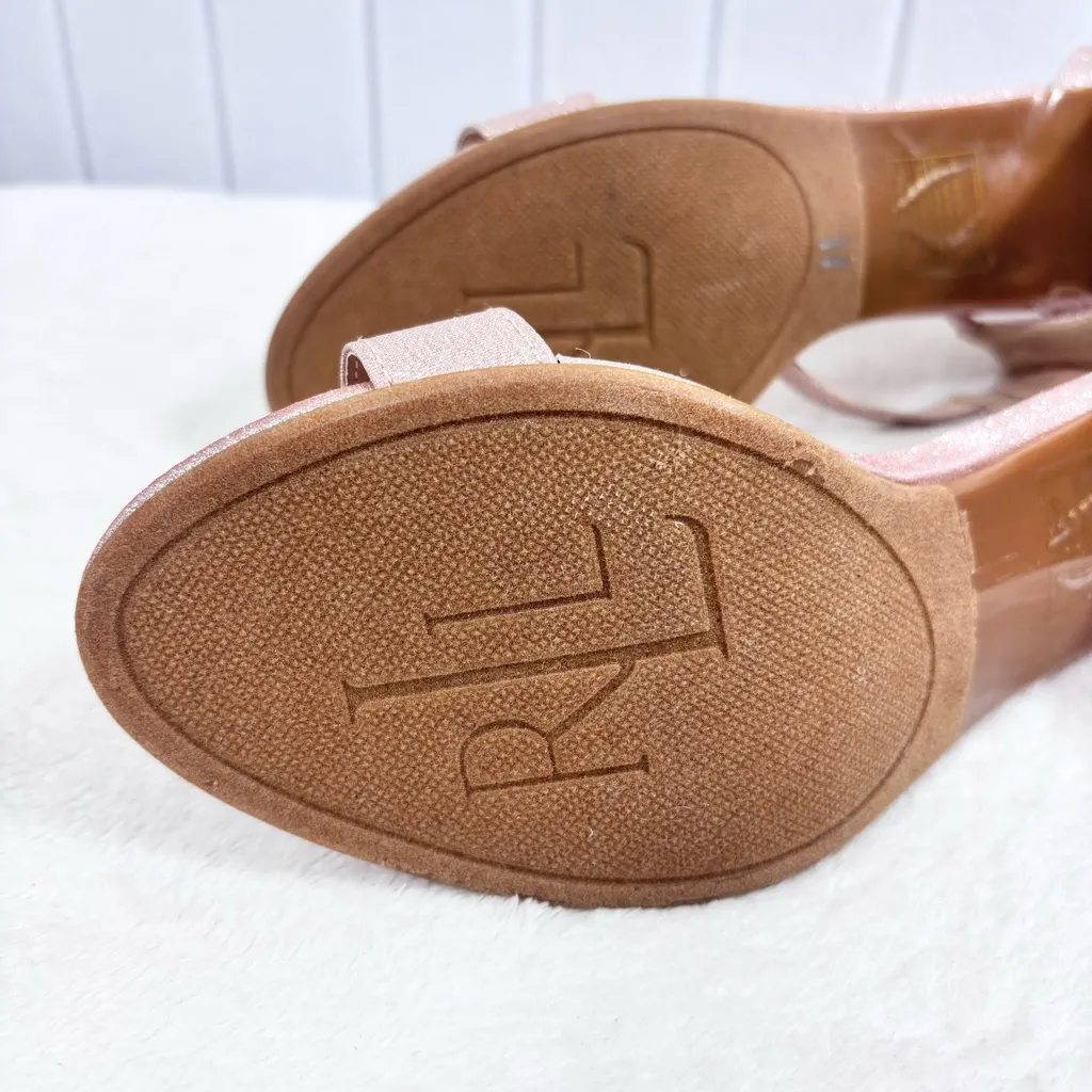 Ralph Lauren Bellanie Pink‎ low block Glitter Rose Gold  Strap Size 9 - Image 3