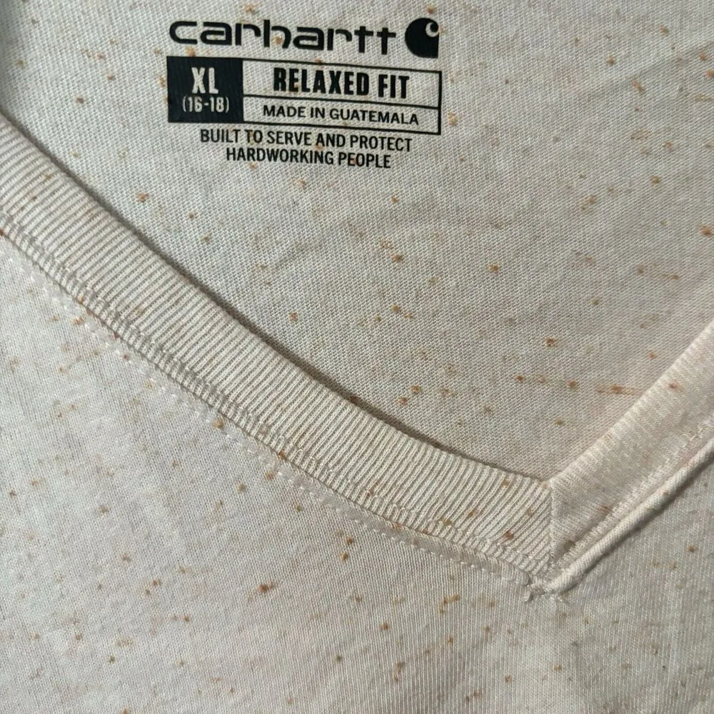 Carhartt Top Womens XL Multicolor Speckled V Neck Relaxed Fit Cotton Blend Tee - Image 5