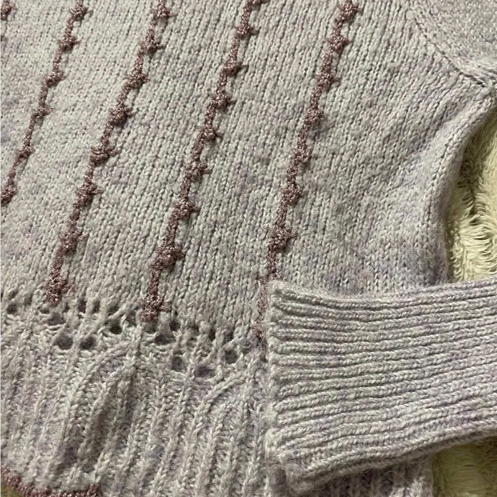 ZARA Wool Blend Purple Sparkle Textured Sweater - Image 2
