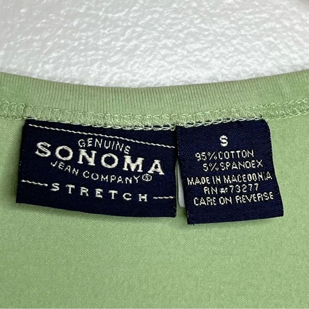 Vintage 90s Y2K Sonoma Stretch V Neck Short Sleeve T Shirt Women’s Small Green - Image 2