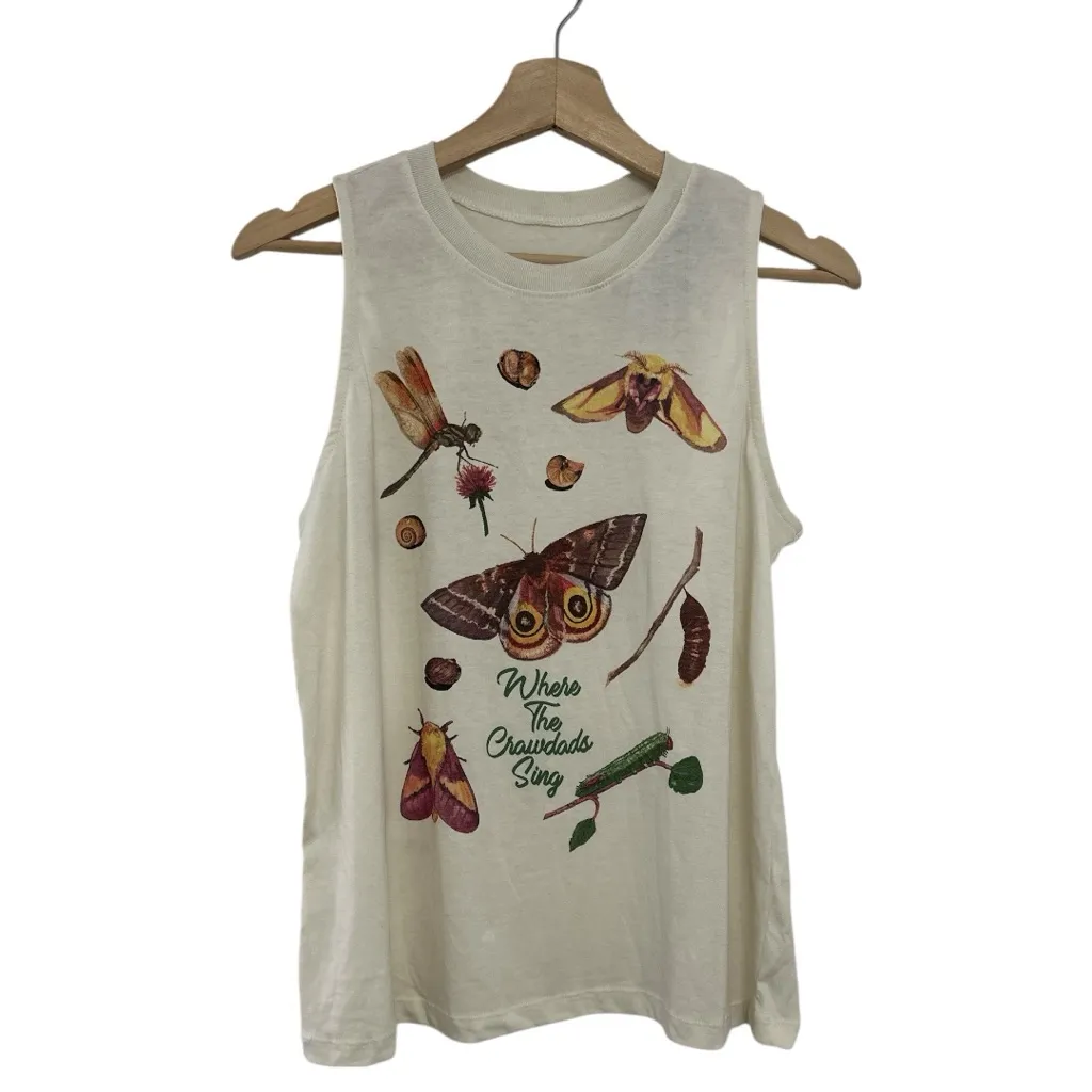 "Where the Crawdads Sing" cream graphic tank top small NEW cottagecore neutral - Image 2