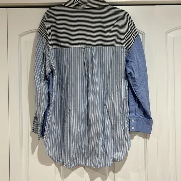 ZARA  women’s mixed print oversized men‎ style medium button up shirt - Image 6