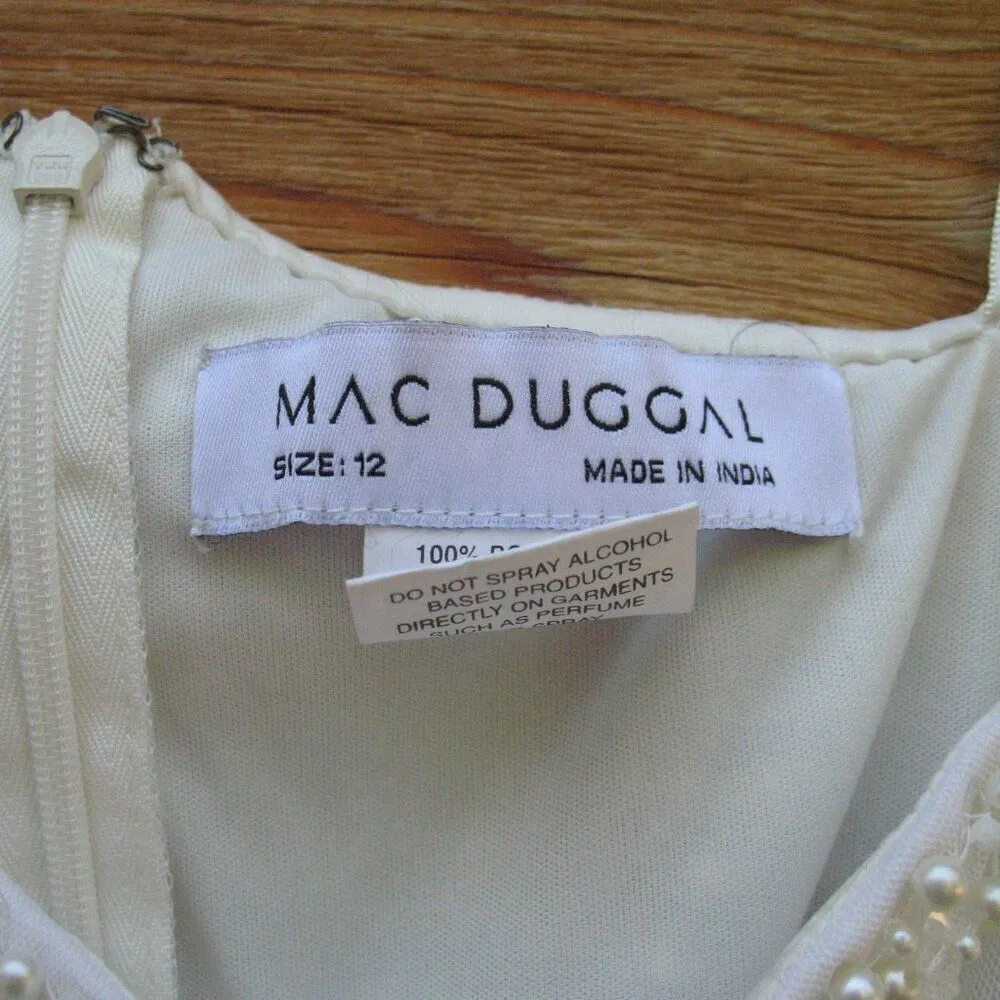 Mac Duggal 93735 Pearl Embellished Soft Tie One Shoulder Gown White - Image 14