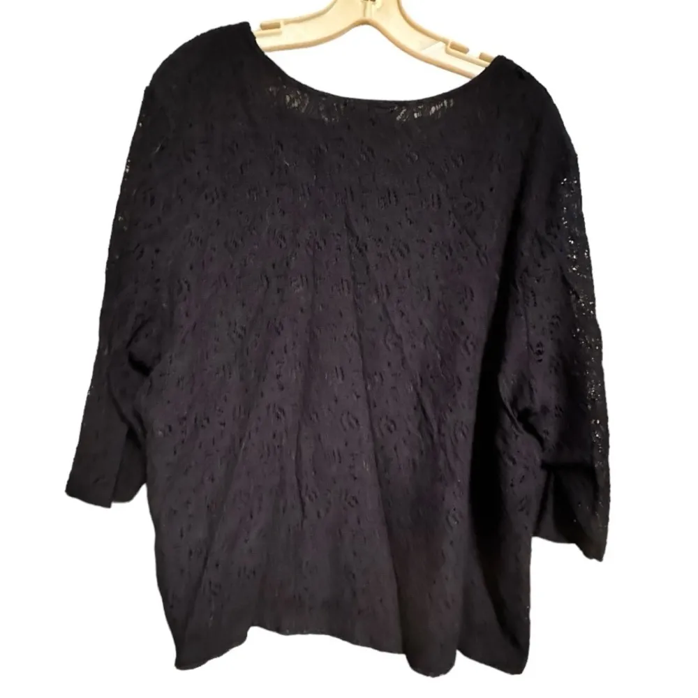 Vintage C.D. Daniels Black Lace Top Size 2X - Image 4