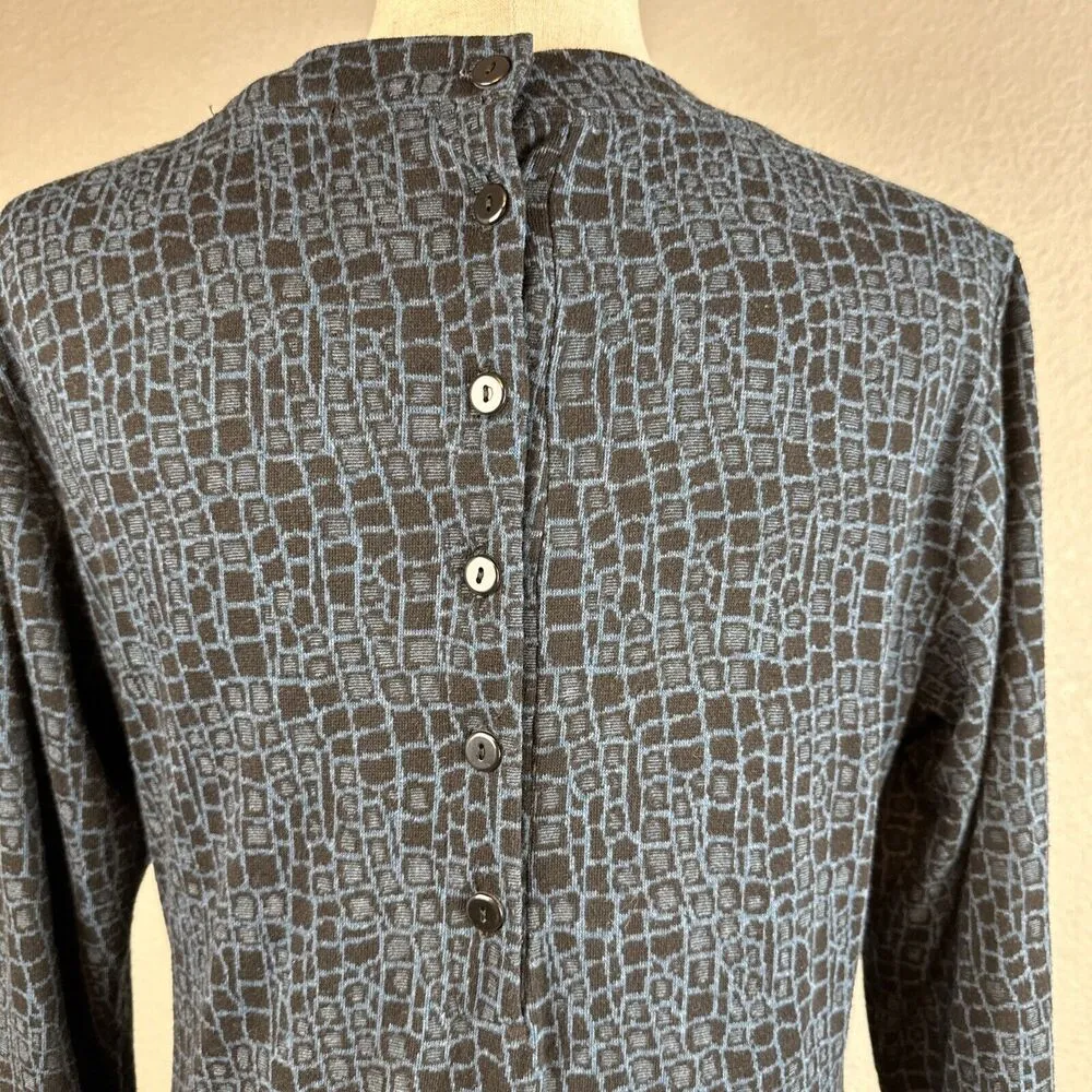 Cut Loose Womens 3/4 Sleeve Scoop Neck Dress Size M Blue Black Jersey Knit Size M - Image 6