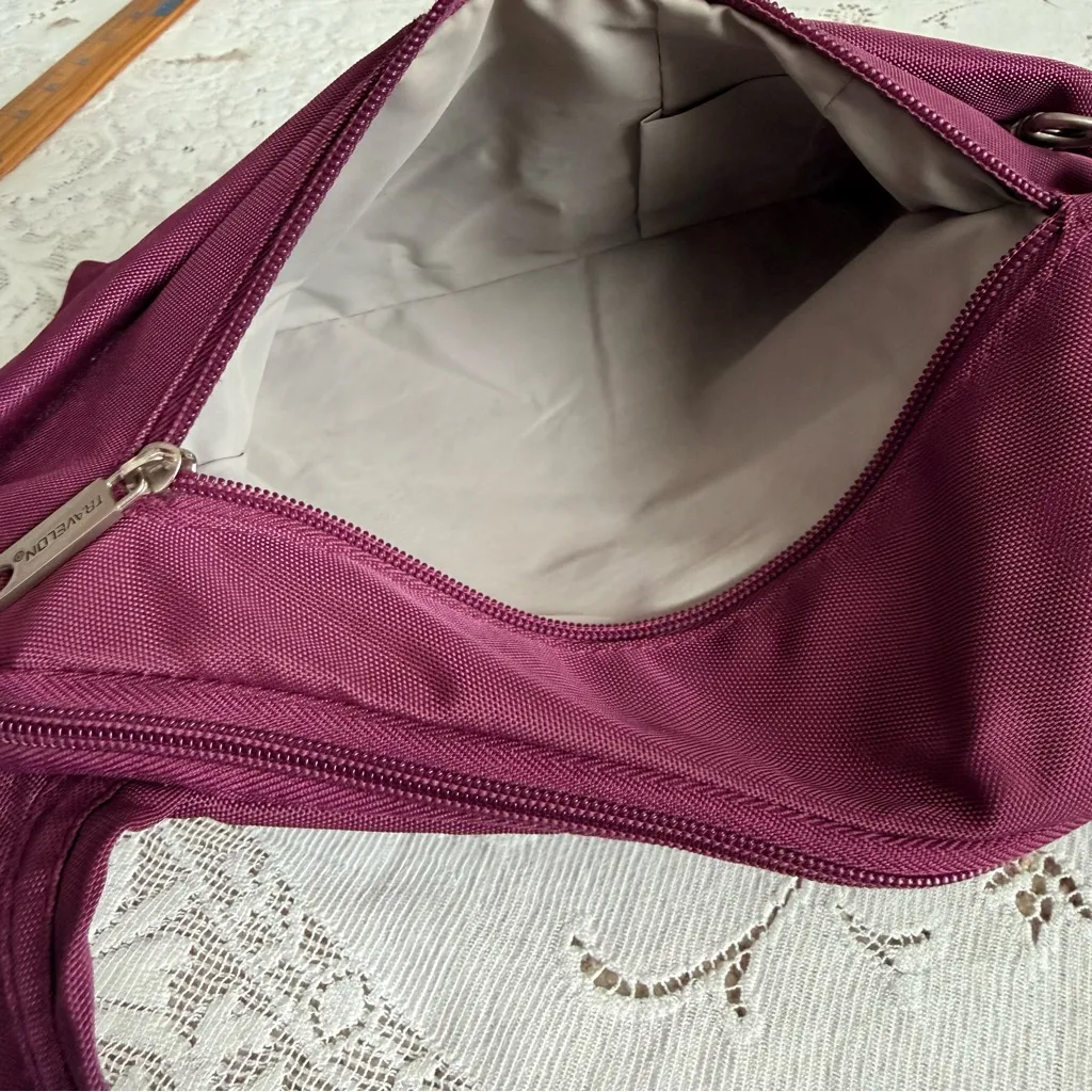 Travelon Anti-Theft Purple Crossbody Messenger Bag RFID Blocking - Image 7