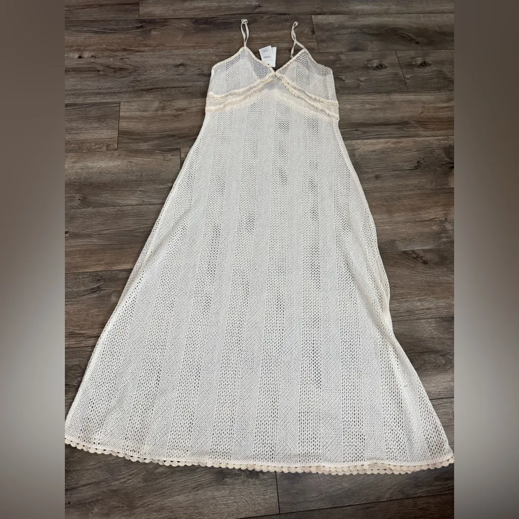 Cider Elegant White Crochet Maxi Dress - Image 4