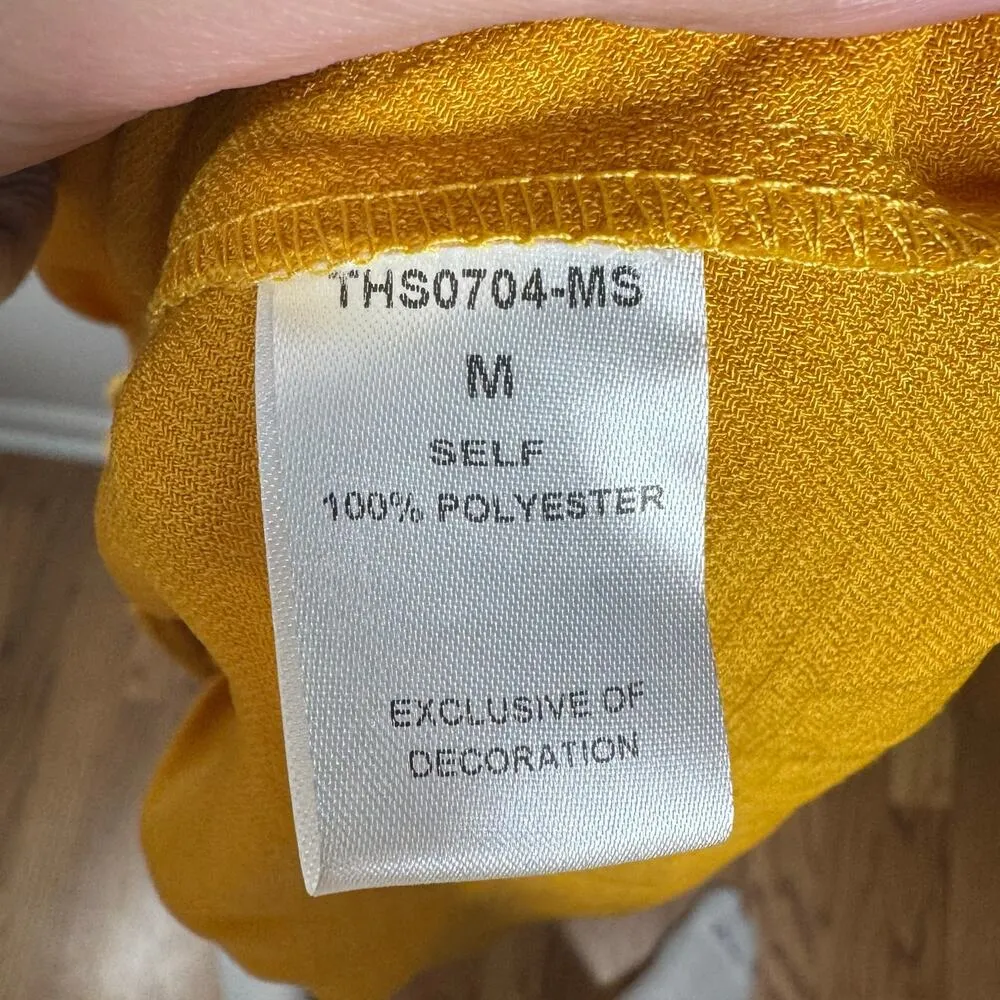 THML Top Women Size M Yellow Floral Embroidery Tank Blouse Spring Career Work - Image 4