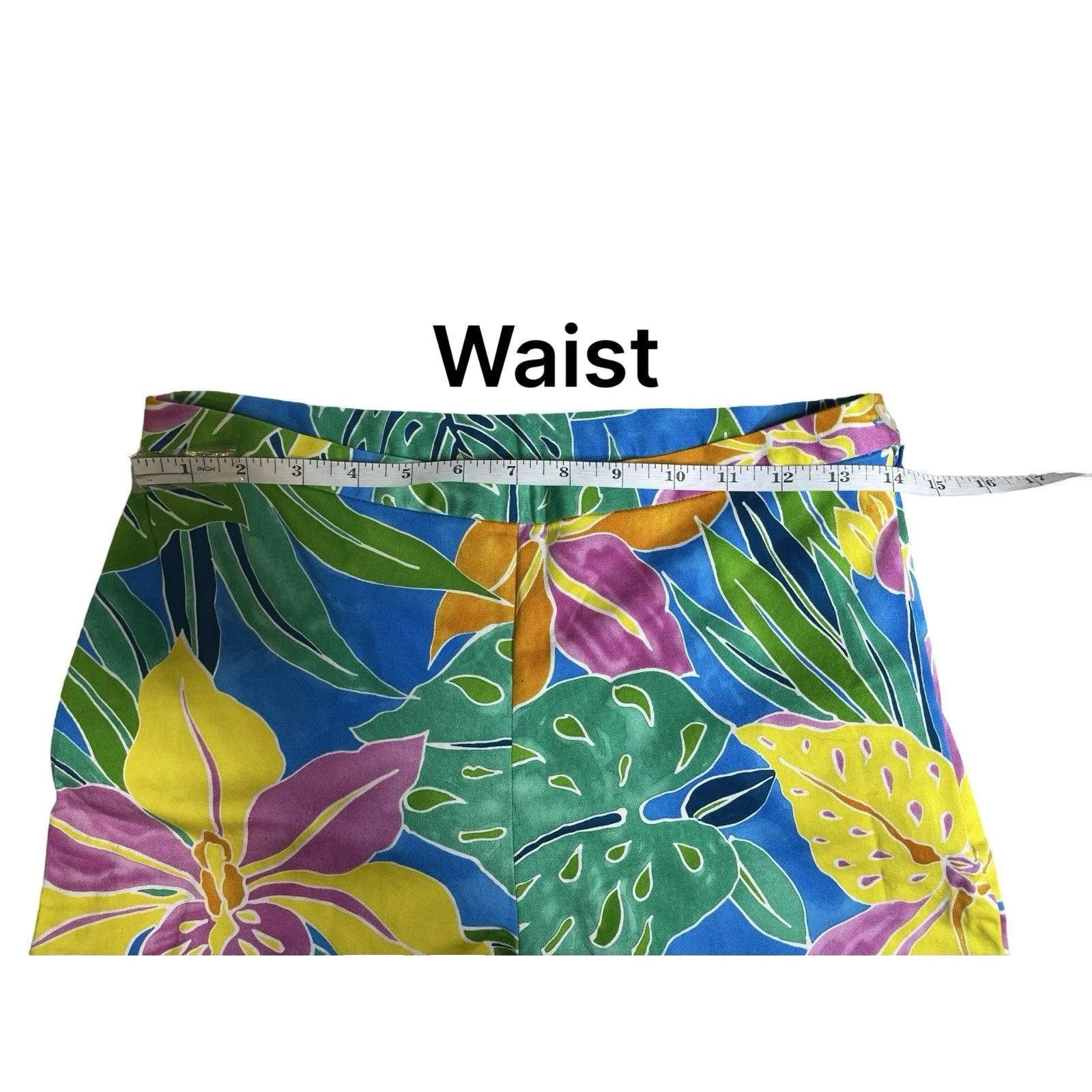 Lauren Ralph Lauren Tropical Print Stretch Resort Wear Capri Pants Size 8 P - Image 5