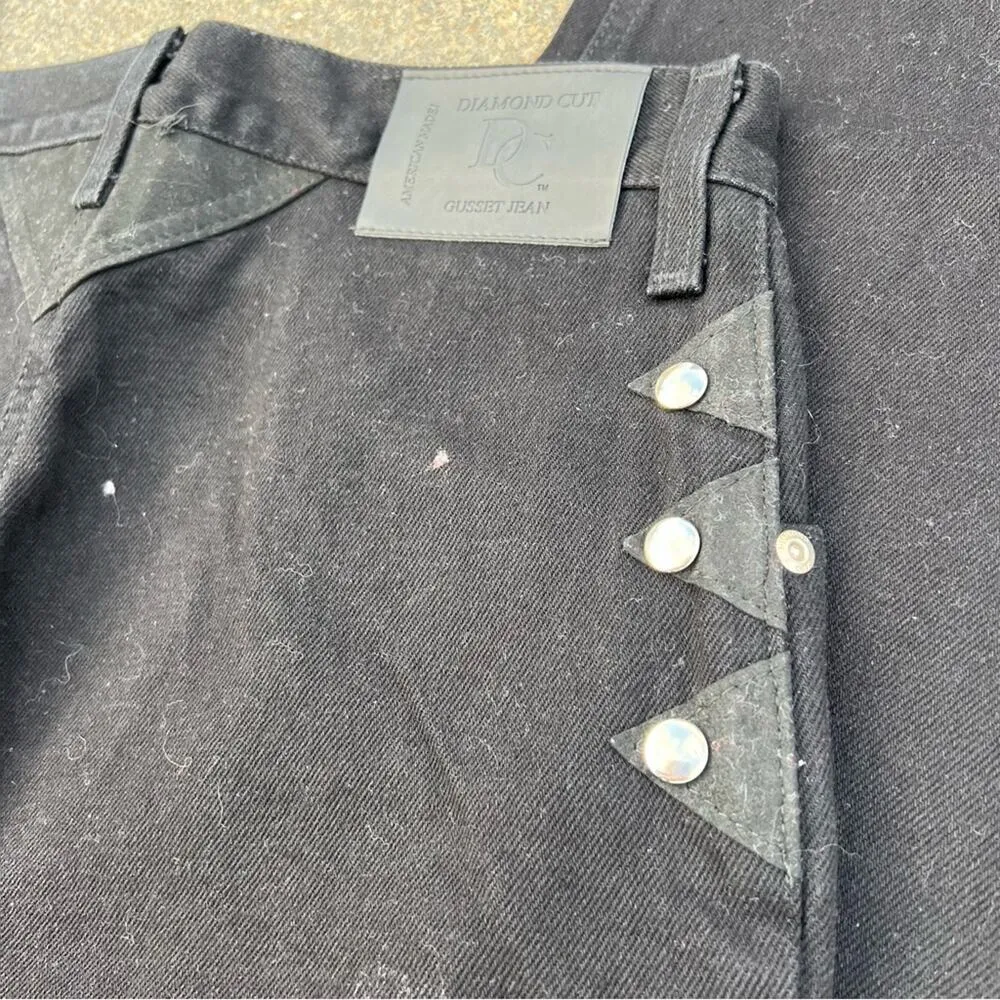 Vintage 80s 90s Diamond Gusset Bareback Black Cowgirl Western Jeans Size 12 - Image 4