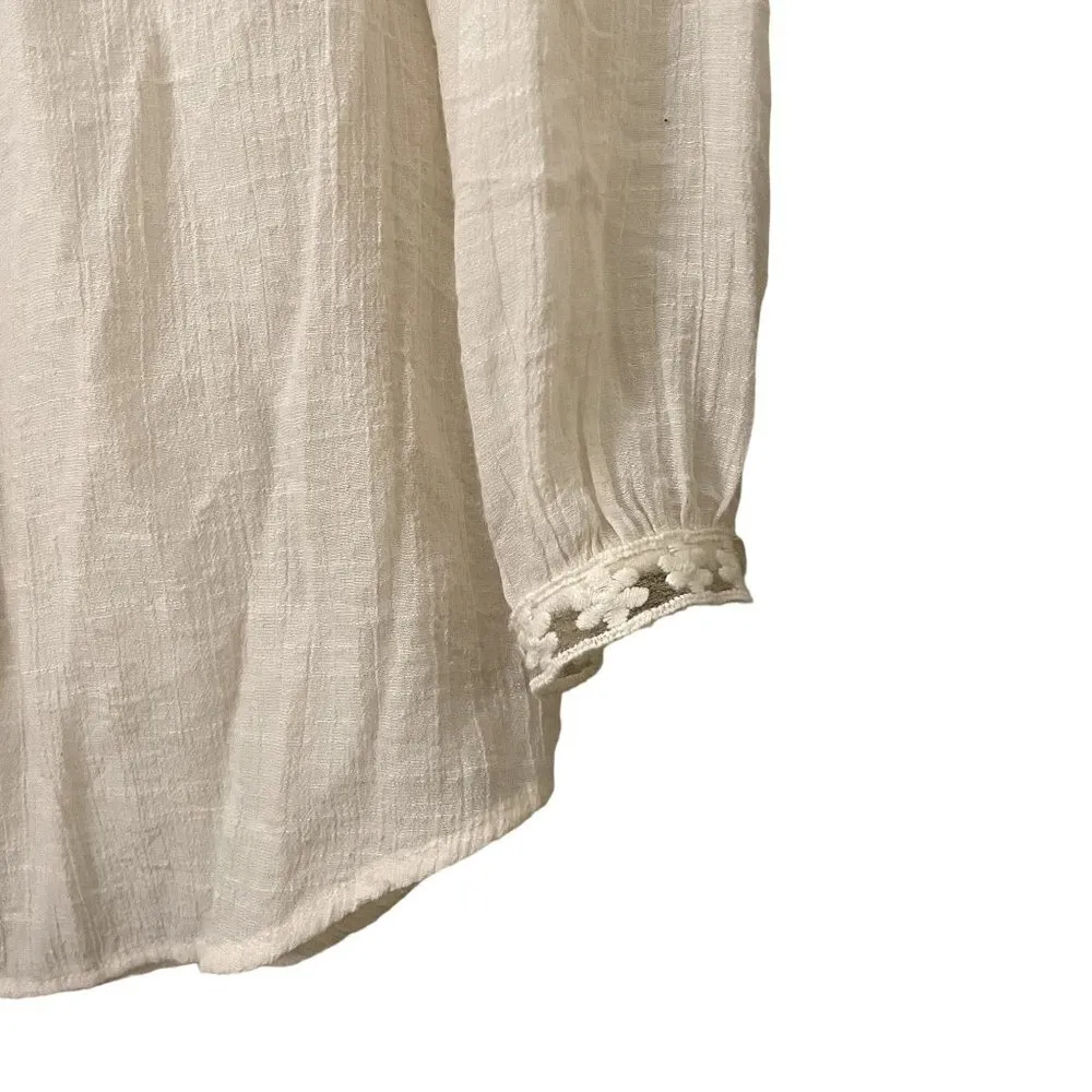 Blu Pepper white lace vneck blouse 3/4 sleeve top lightweight summer formal - Image 5