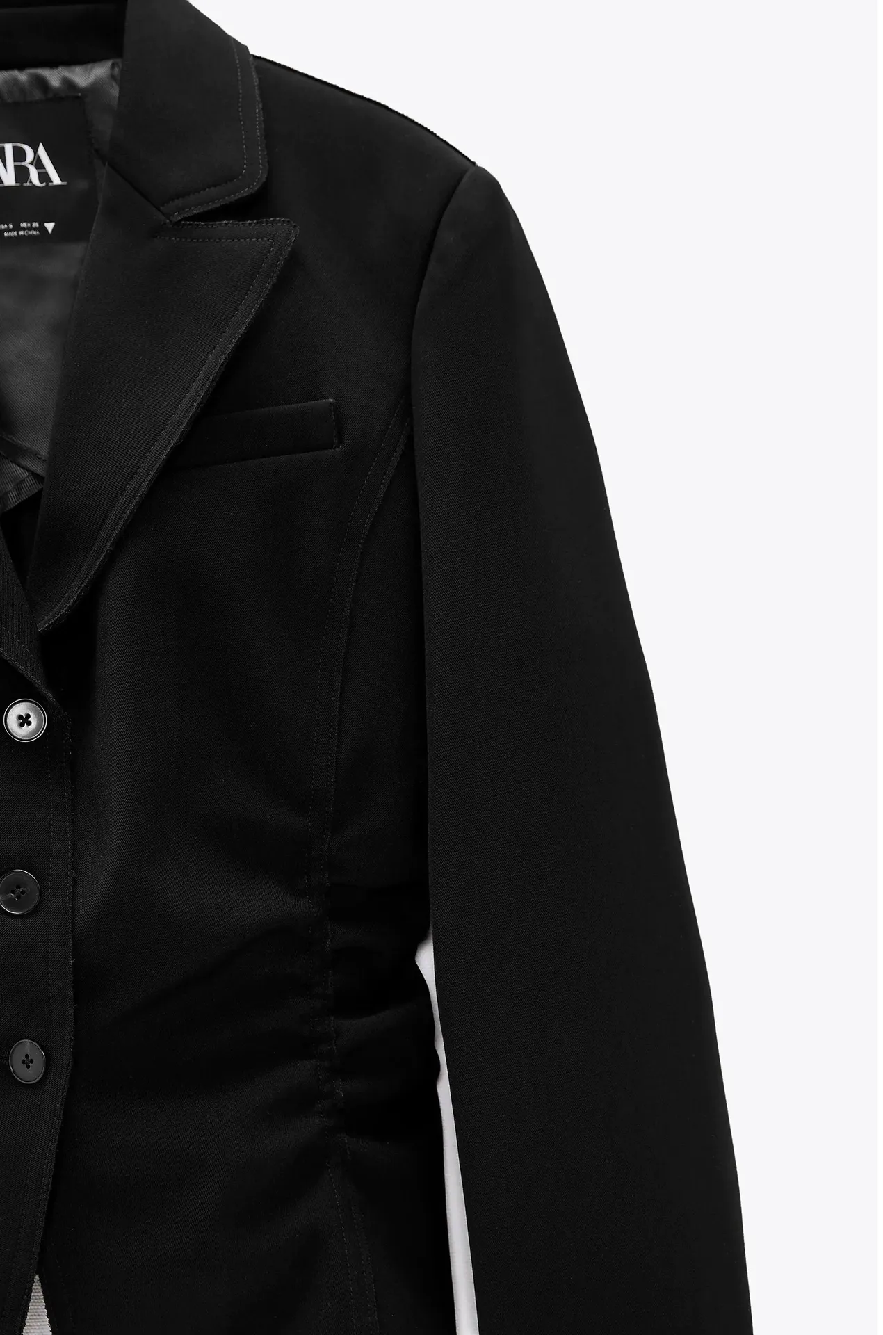 NWT  Ruched Black Blazer With Shoulder Pads - Image 6