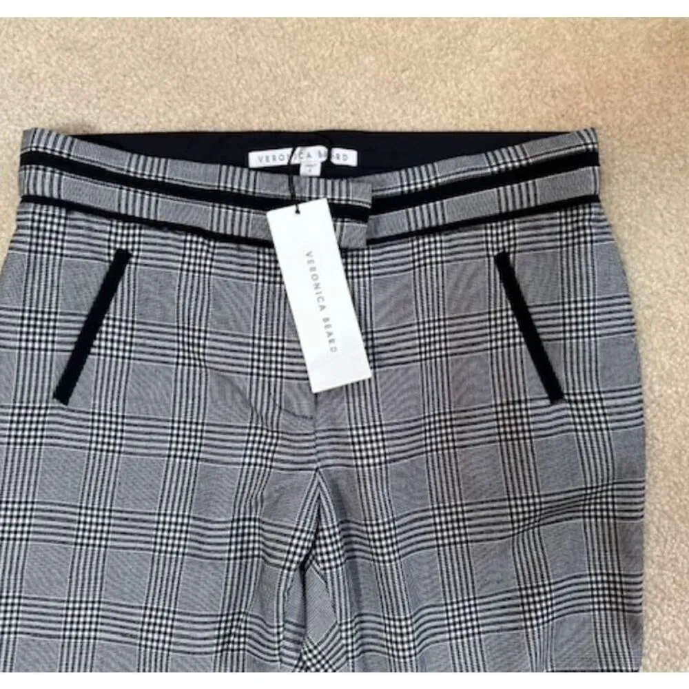 NWT - VERONICA BEARD White, Gray, and Black Glen Plaid "Cigarette" Pants - 6 - Image 4