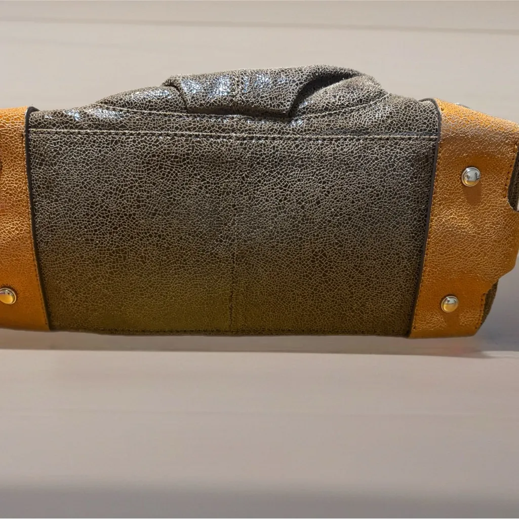 B. Makowsky Textured Brown and Tan Shoulder Bag - Image 7