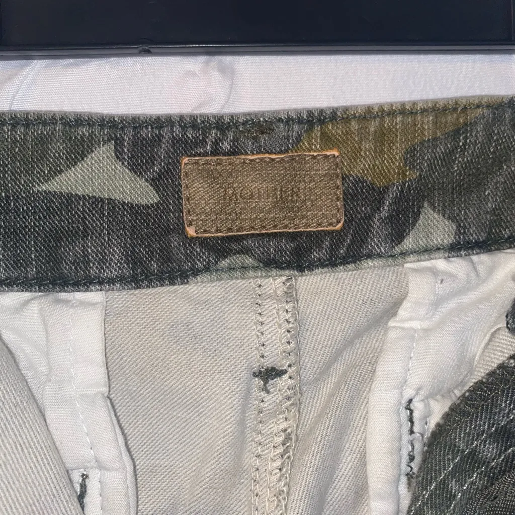 Mother Jeans The Sir Yes Sir Cargo Denim Pants Women Size 26 Green Camo - Image 5