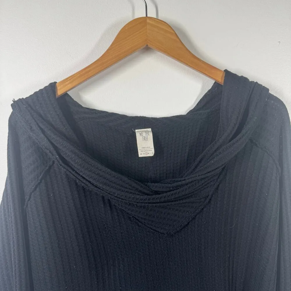 Free People We The Free Wildcat Thermal Women S Black Cropped Oversized Drapey - Image 3