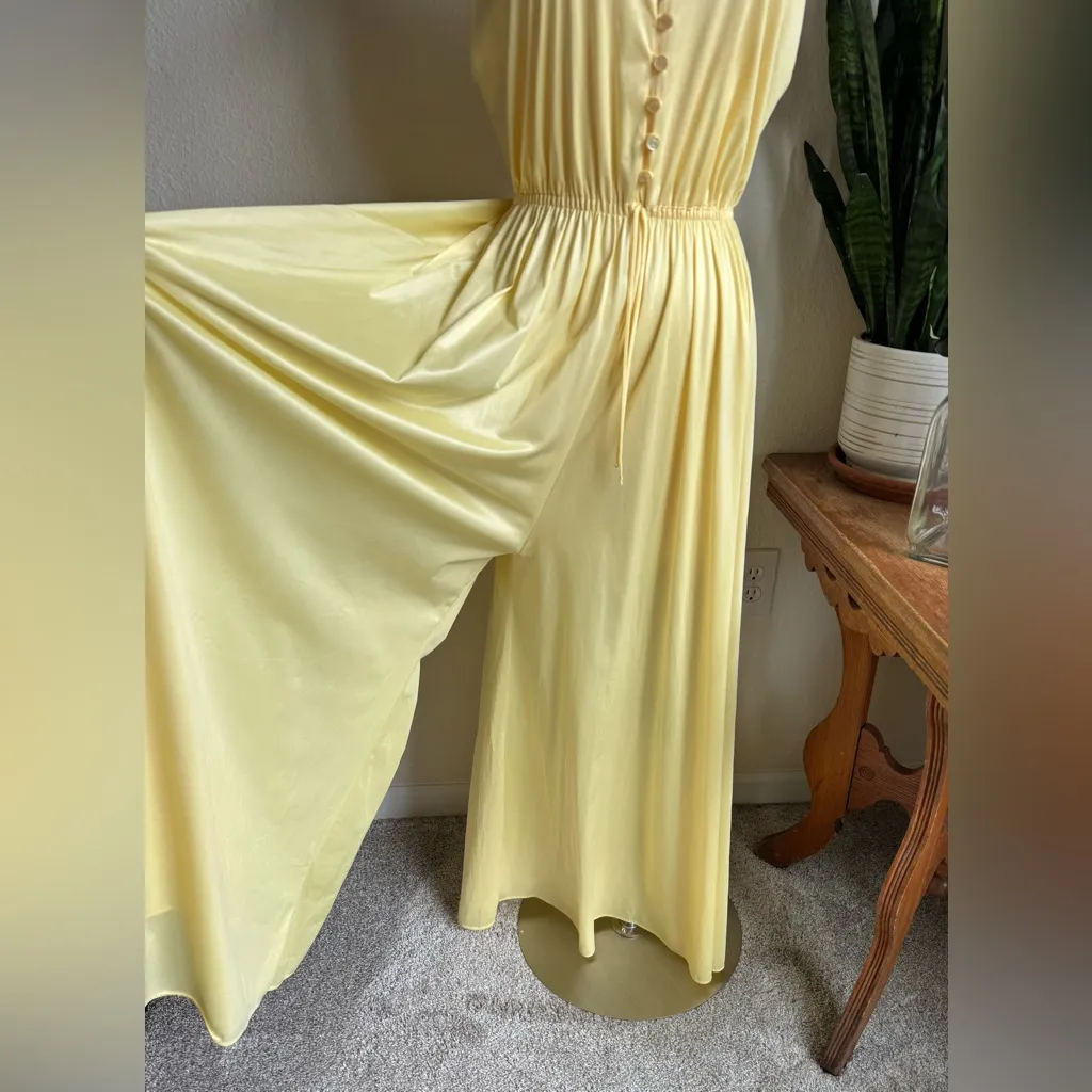 70s‎ Vintage Butter Yellow Wide Leg Jumpsuit – Union Made USA Glam Romcom Core Size M - Image 6