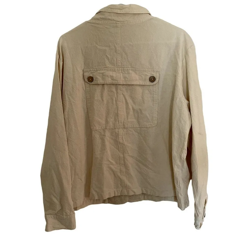 Sunflower vintage cream collared button down long sleeved top pockets shirt Size XL - Image 7